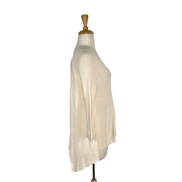 Anthropologie Moth S Cream Knit Top Sweater Split Back Sheer Chiffon Boho Bohemi - Picture 4 of 6